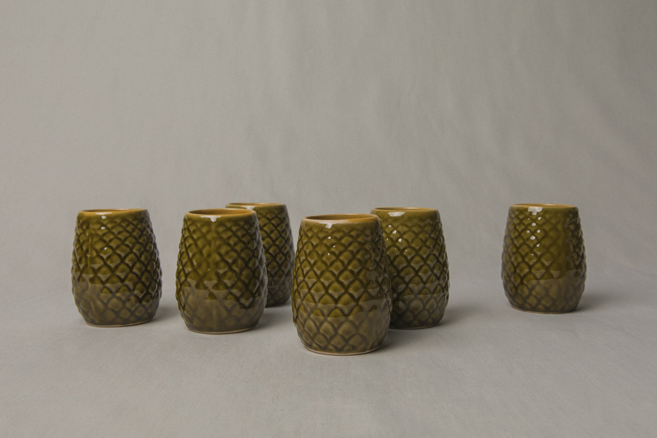 Set of six pine cone TUMBLERS _ 1196