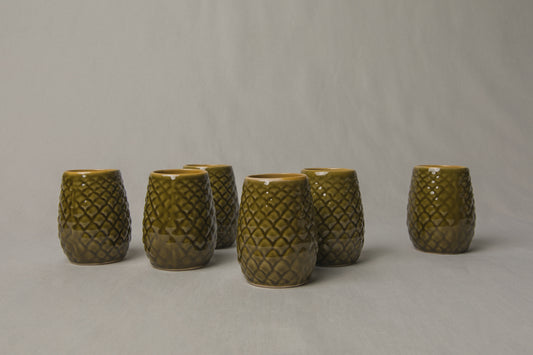Set of six pine cone TUMBLERS _ 1196