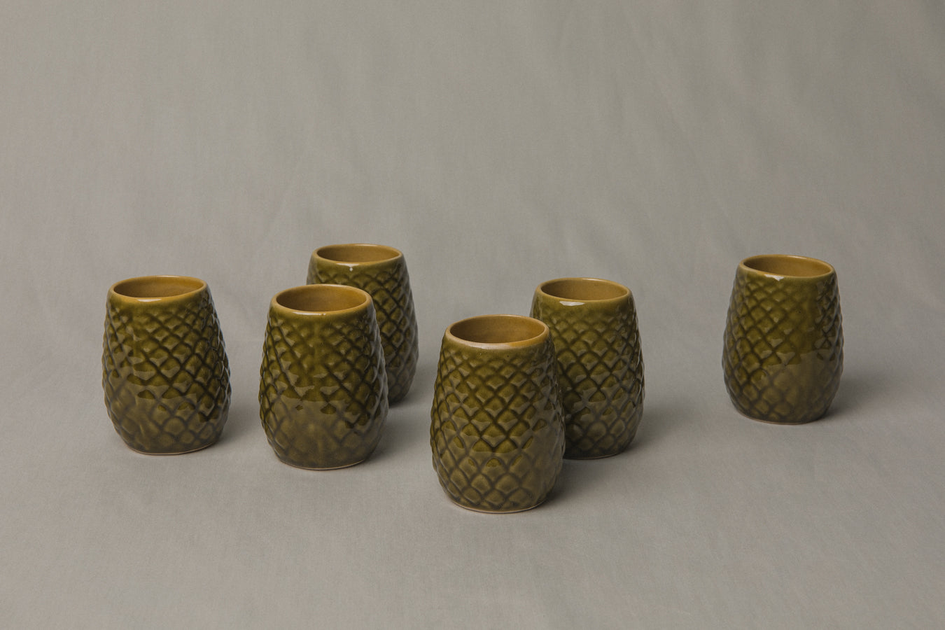 Set of six pine cone TUMBLERS _ 1196