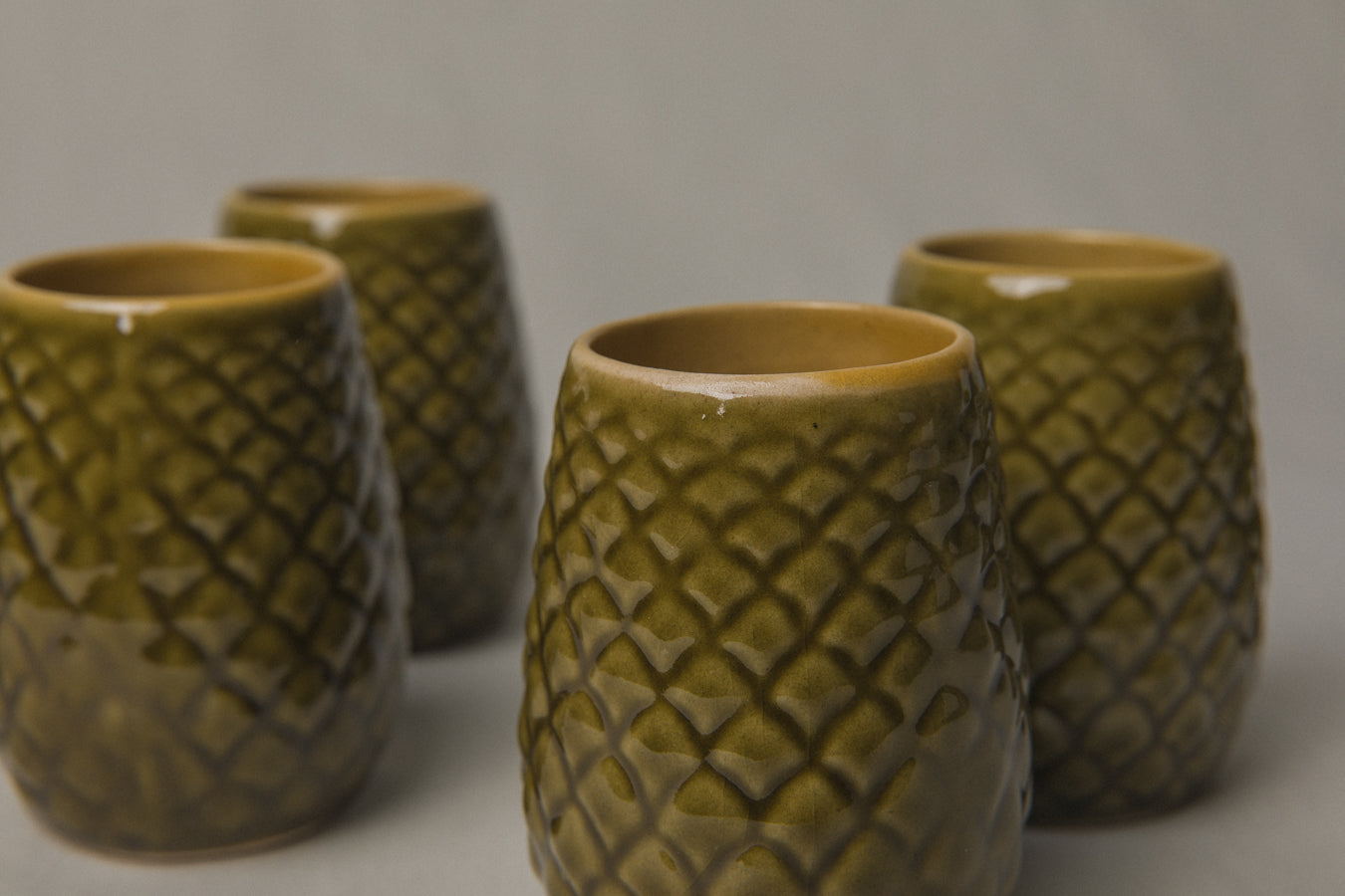 Set of six pine cone TUMBLERS _ 1196