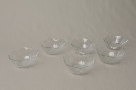 Set of five textured glass BOWLS small _ 1203