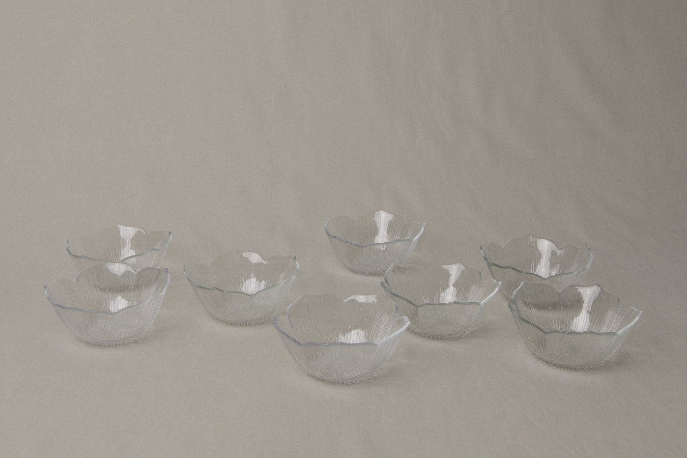 Set of five textured glass BOWLS small _ 1204