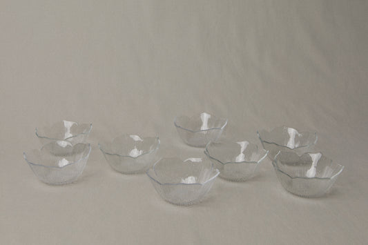 Set of five textured glass BOWLS small _ 1204