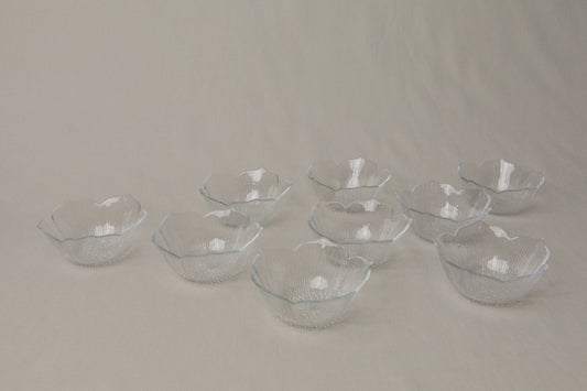 Set of five textured glass BOWLS small _ 1205