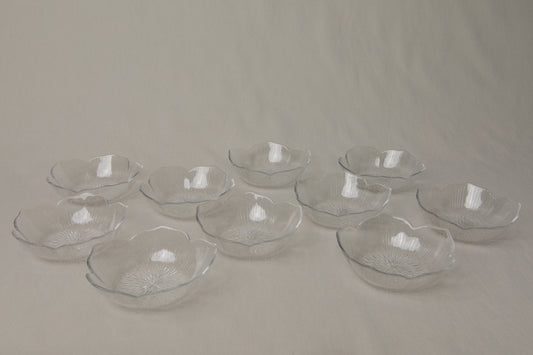 Set of five textured glass BOWLS small _ 1206
