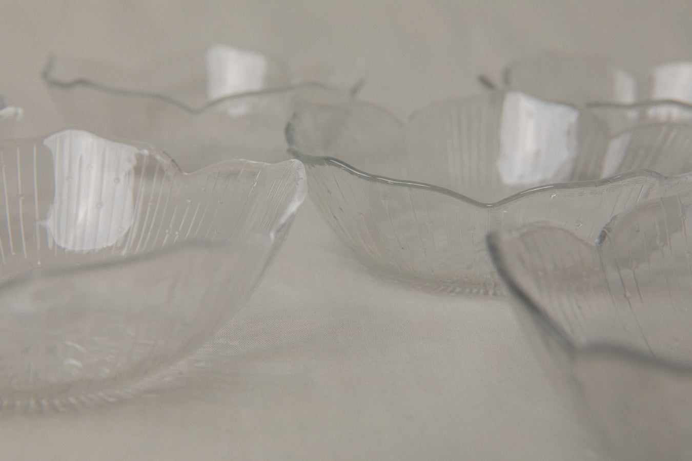 Set of five textured glass BOWLS small _ 1206