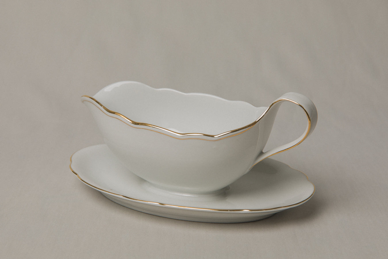 Vintage porcelain SAUCE DISH with gold stripe _ 1220