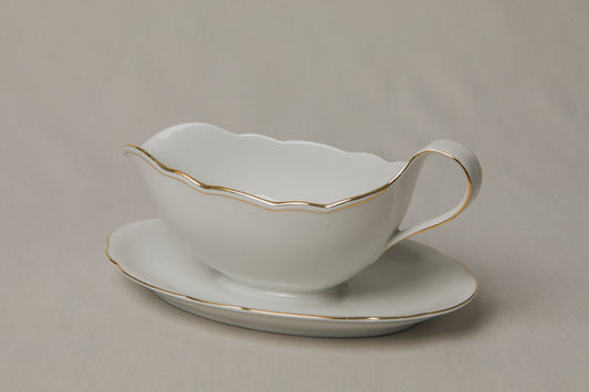 Vintage porcelain SAUCE DISH with gold stripe _ 1220
