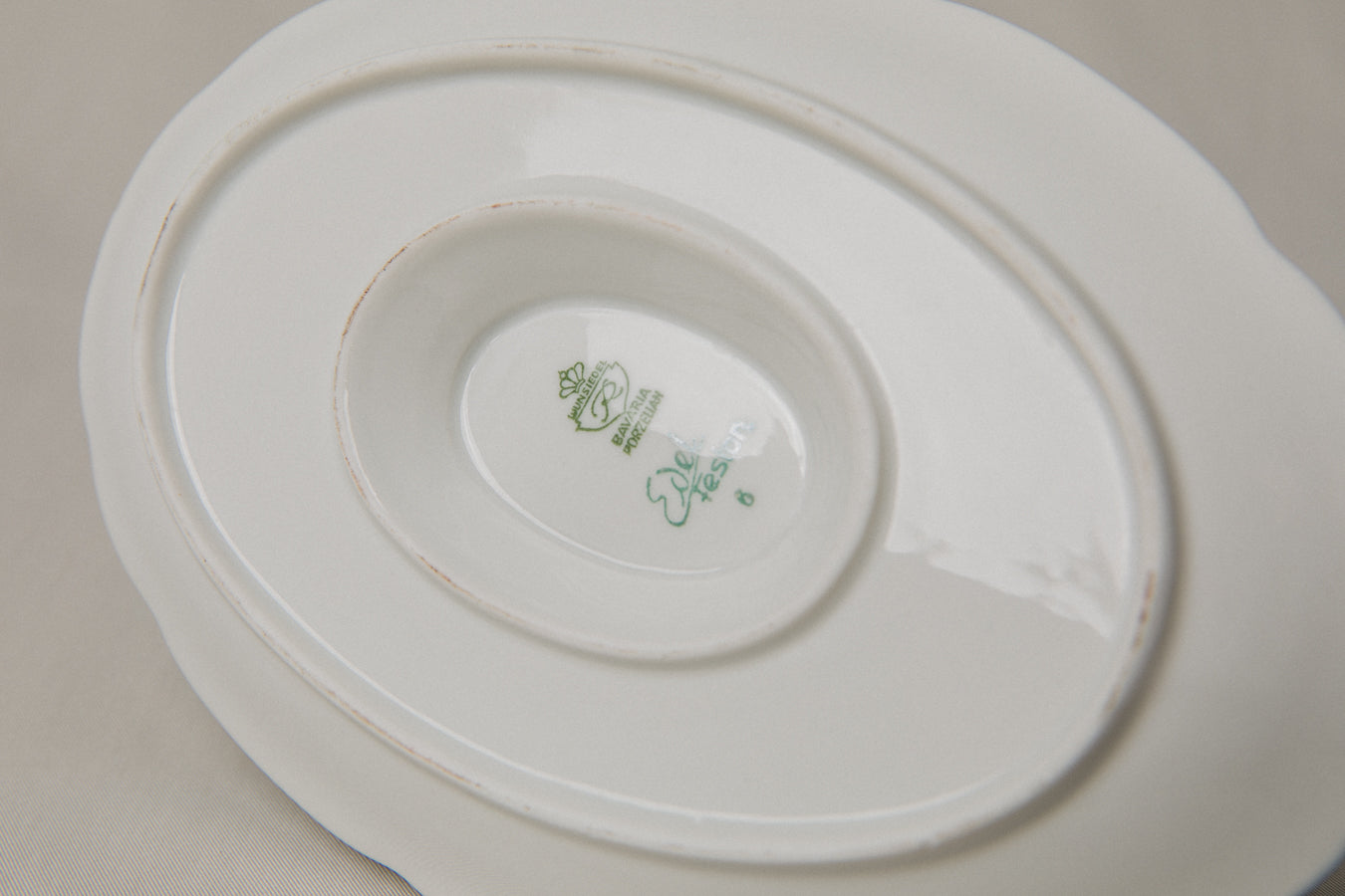 Vintage porcelain SAUCE DISH with gold stripe _ 1220