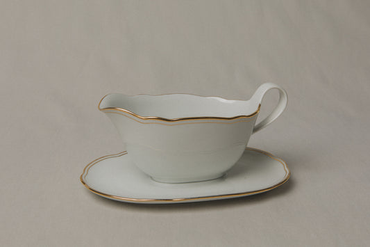 Vintage porcelain SAUCE DISH with gold stripe _ 1221