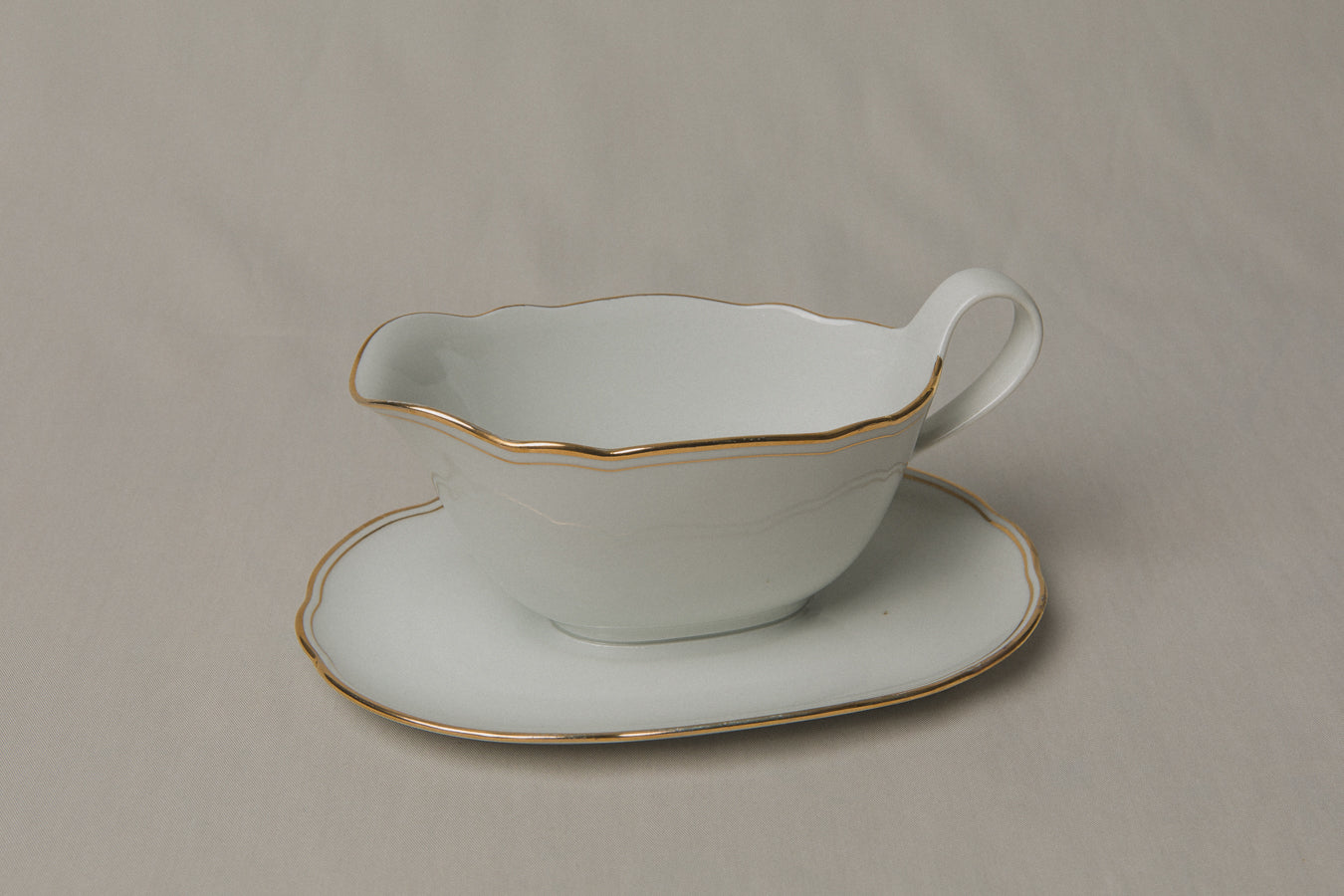 Vintage porcelain SAUCE DISH with gold stripe _ 1221