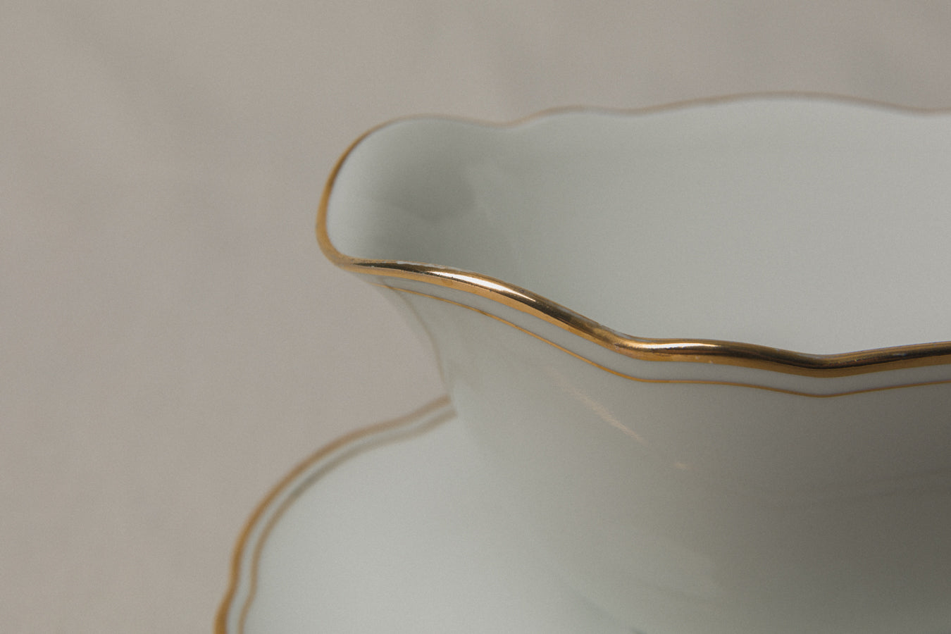 Vintage porcelain SAUCE DISH with gold stripe _ 1221
