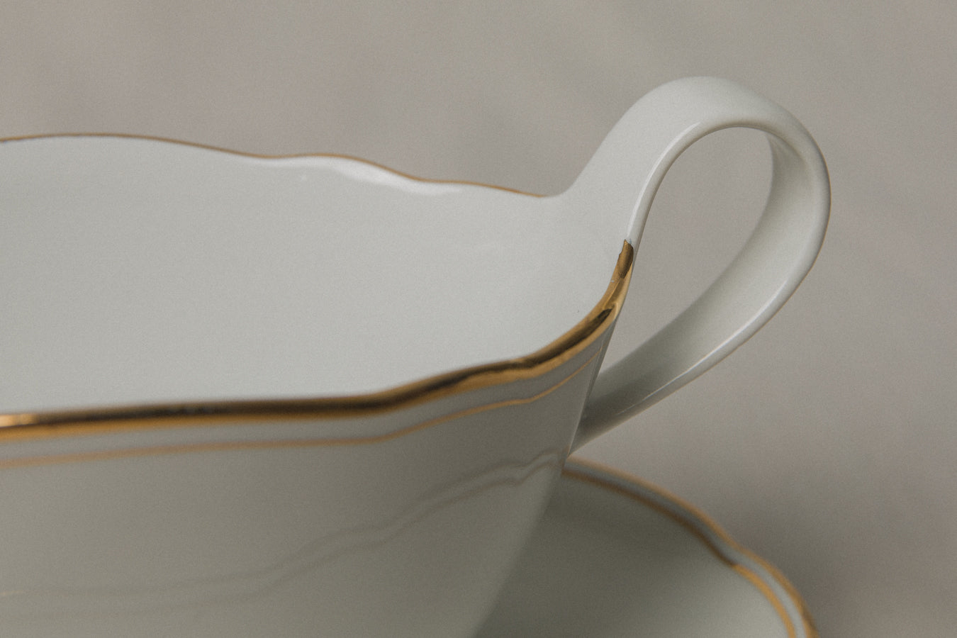 Vintage porcelain SAUCE DISH with gold stripe _ 1221