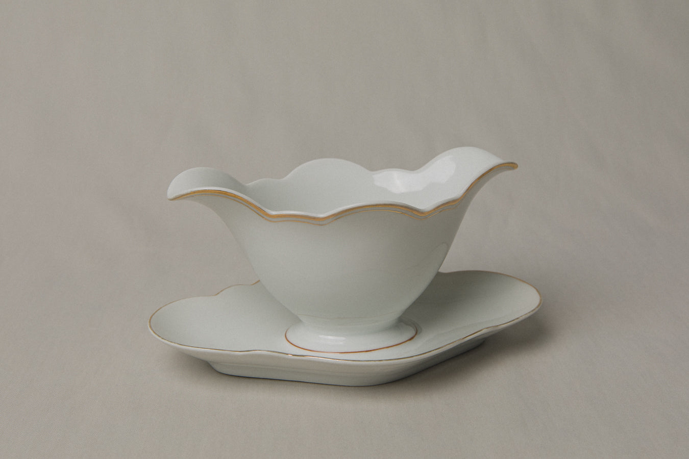 Vintage porcelain SAUCE DISH with gold stripe _ 1222