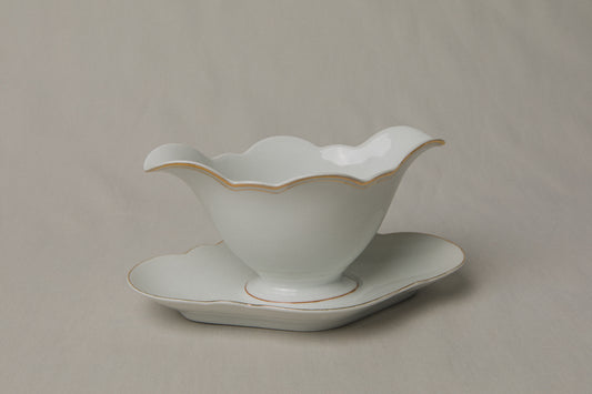 Vintage porcelain SAUCE DISH with gold stripe _ 1222