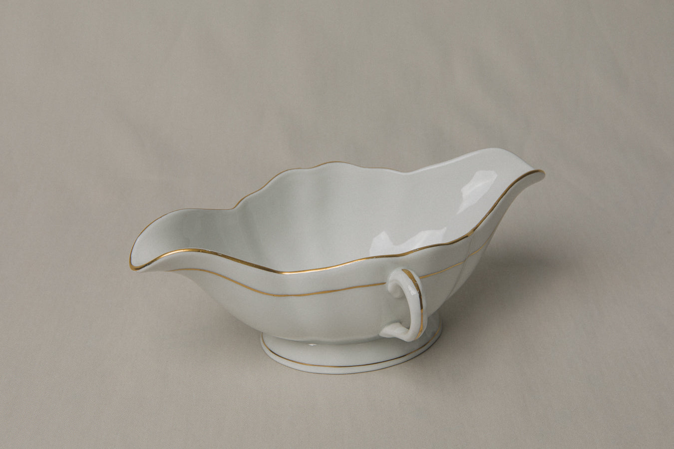 Vintage porcelain SAUCE DISH with gold stripe _ 1223