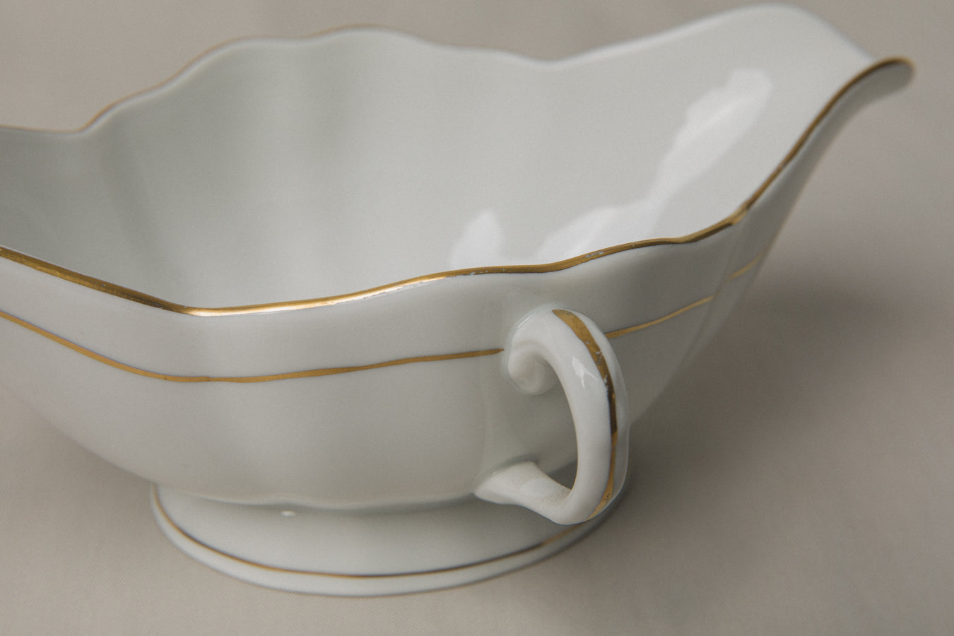 Vintage porcelain SAUCE DISH with gold stripe _ 1223