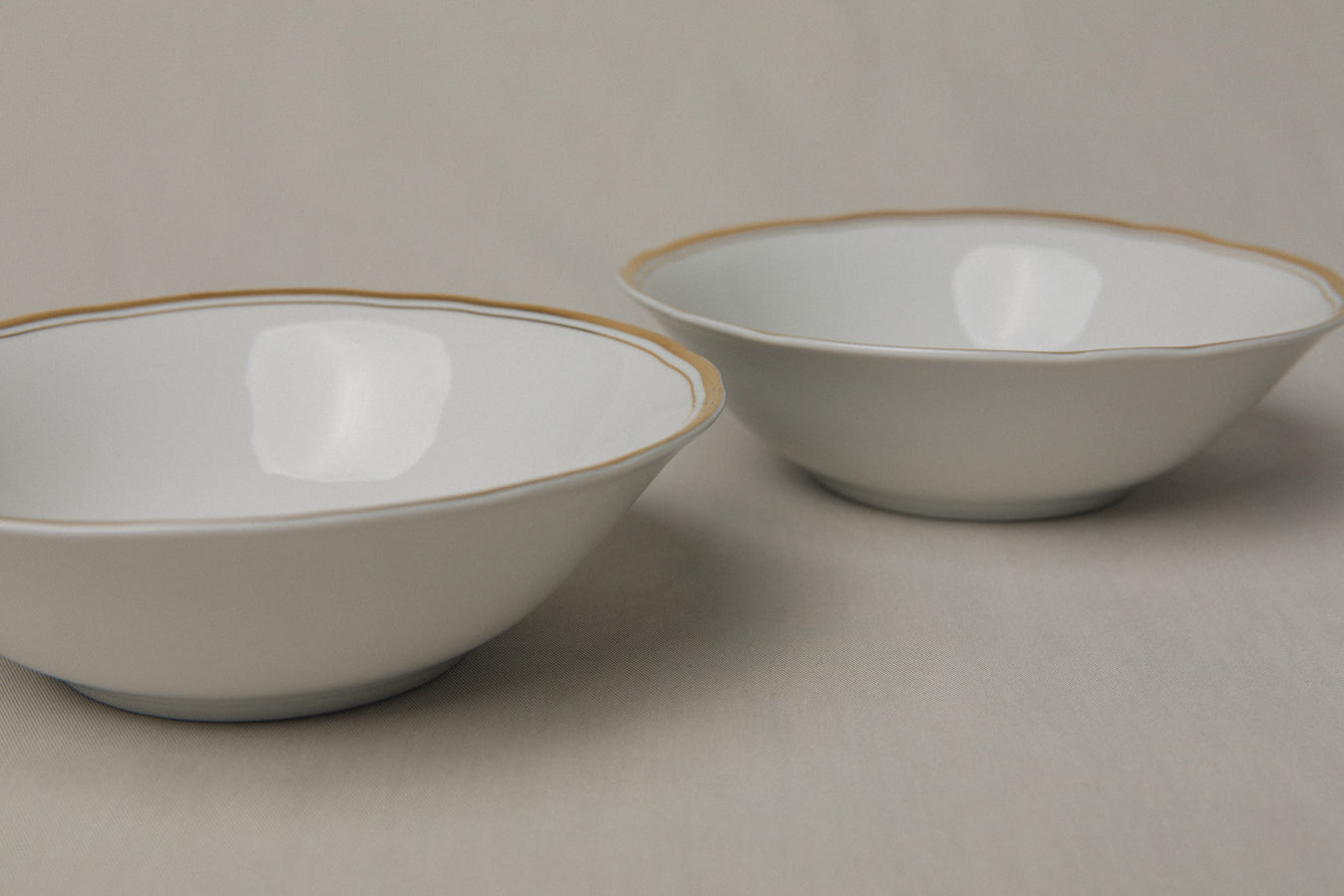 Set of three vintage porcelain small BOWLS with gold stripe