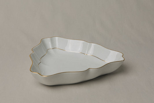 Vintage porcelain SERVING DISH with gold stripe from Herend _ 1231