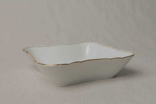 Vintage porcelain SERVING DISH with gold stripe _ 1232