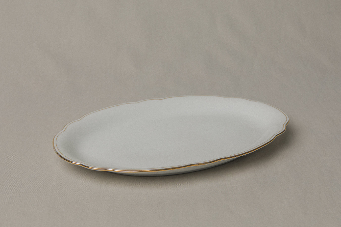 Vintage porcelain oval SERVING DISH with gold stripe _ 1233