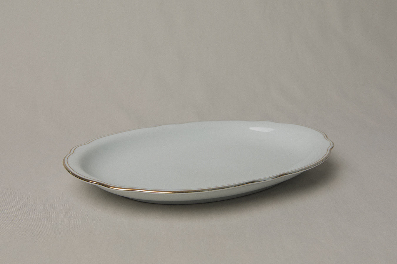 Vintage porcelain oval SERVING DISH with gold stripe _ 1234