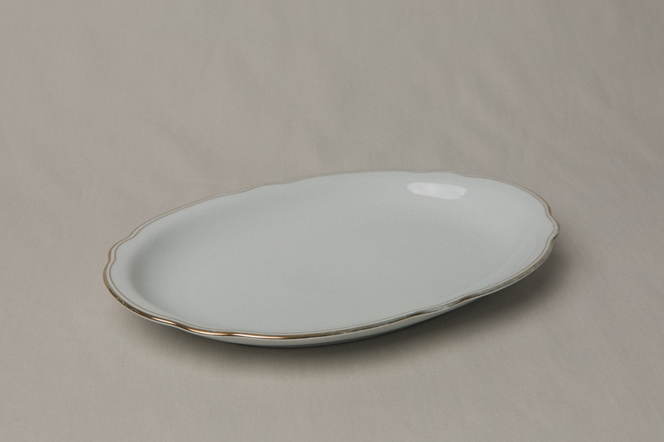 Vintage porcelain oval SERVING DISH with gold stripe _ 1234