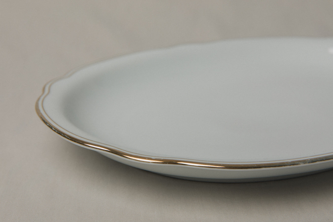 Vintage porcelain oval SERVING DISH with gold stripe _ 1234
