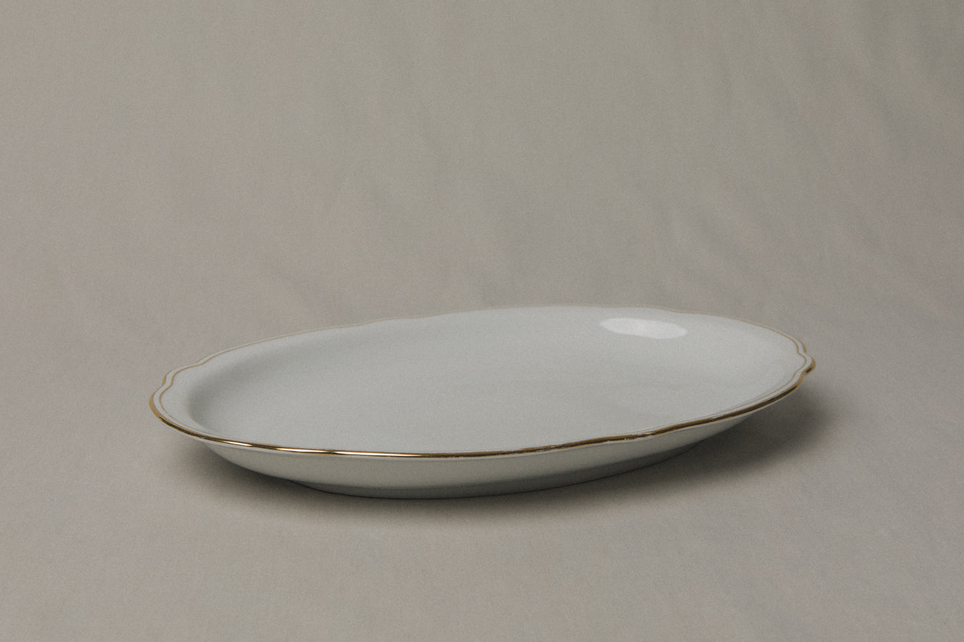 Vintage porcelain oval SERVING DISH with gold stripe _ 1235