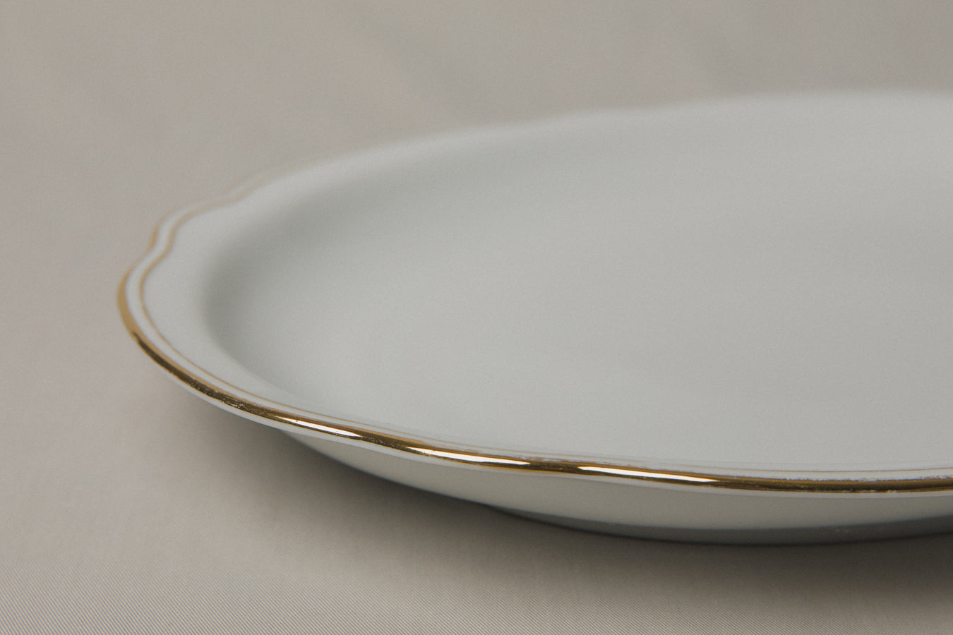 Vintage porcelain oval SERVING DISH with gold stripe _ 1235