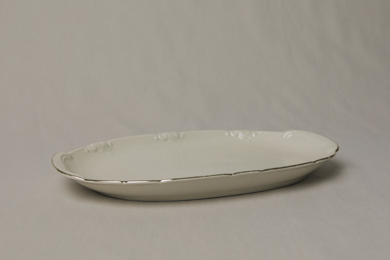 Vintage porcelain oval SERVING DISH with gold stripe _ 1236