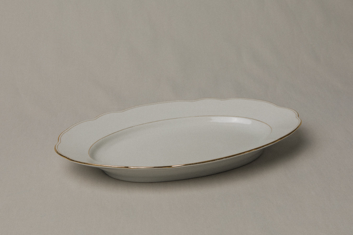 Vintage porcelain oval SERVING DISH with gold stripe _ 1238