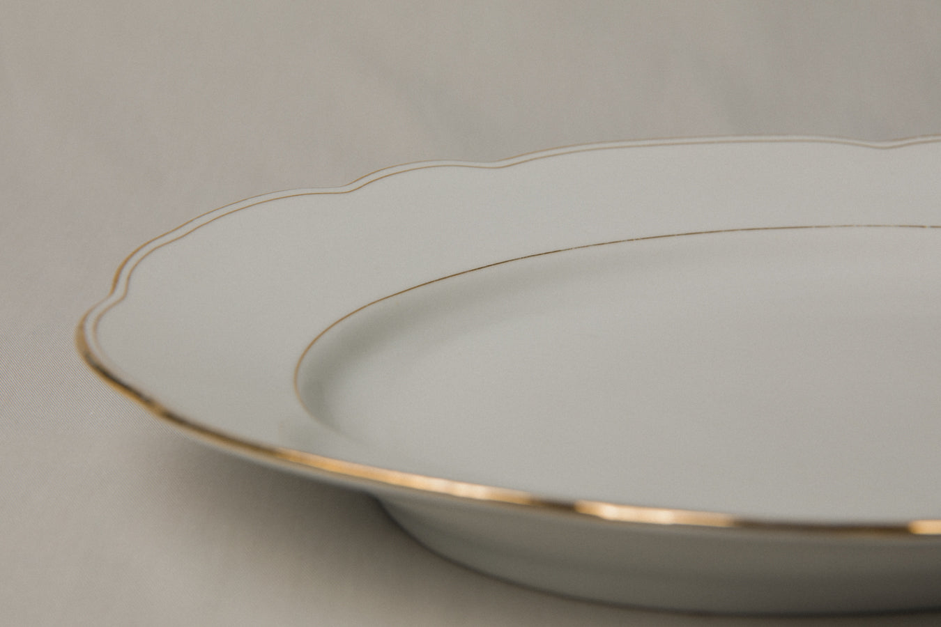 Vintage porcelain oval SERVING DISH with gold stripe _ 1238