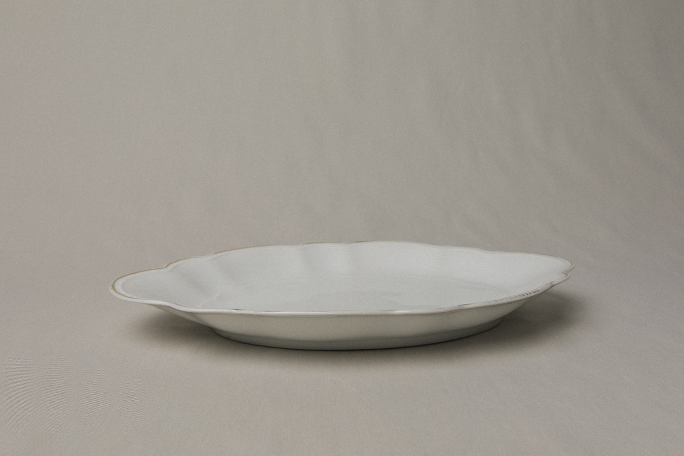 Vintage porcelain oval SERVING DISH with gold stripe _ 1240