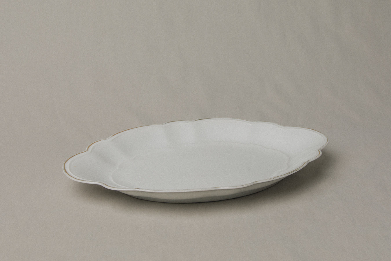 Vintage porcelain oval SERVING DISH with gold stripe _ 1240