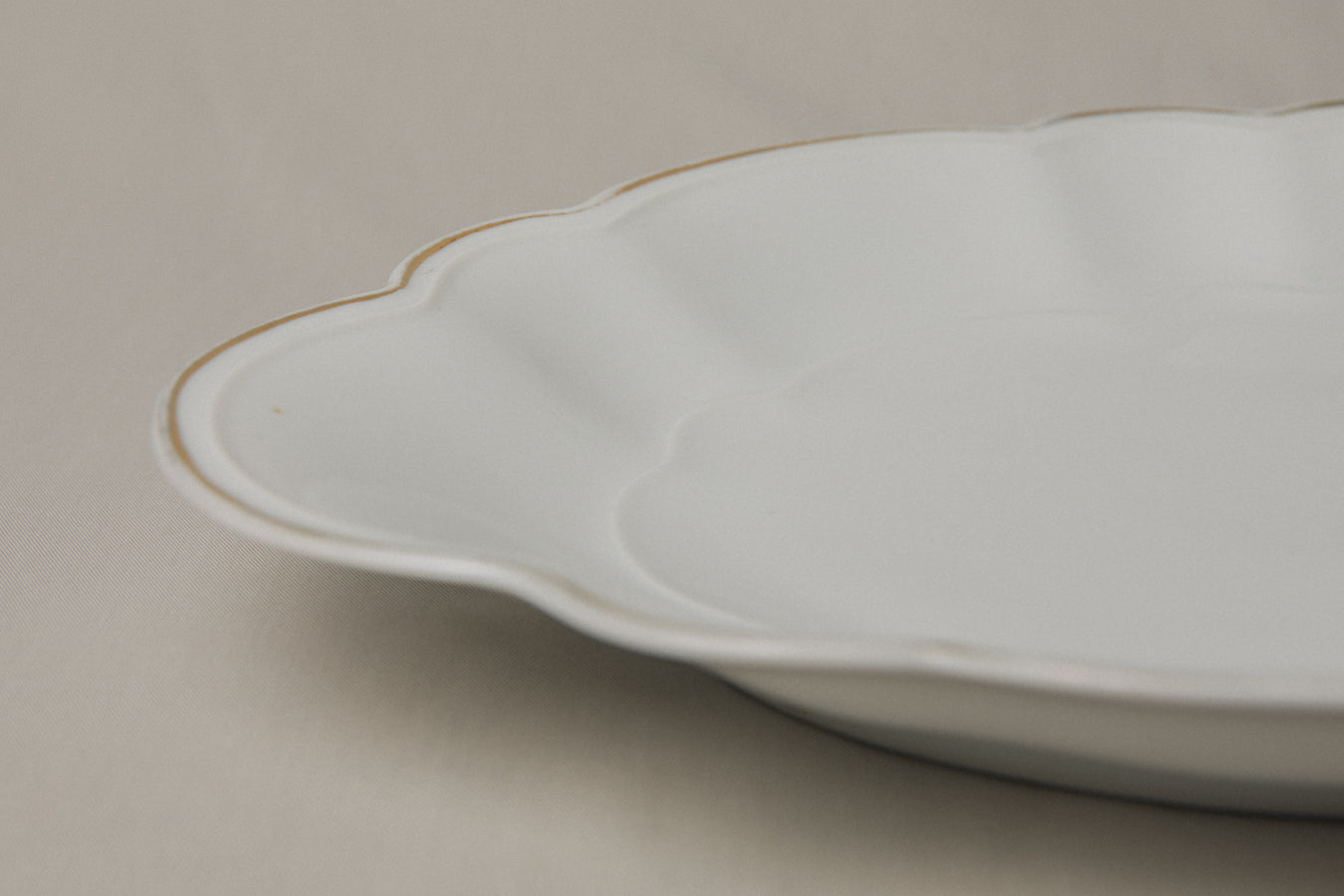 Vintage porcelain oval SERVING DISH with gold stripe _ 1240