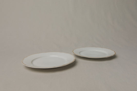 Set of two vintage porcelain SIDE PLATES with gold stripe _ 1241