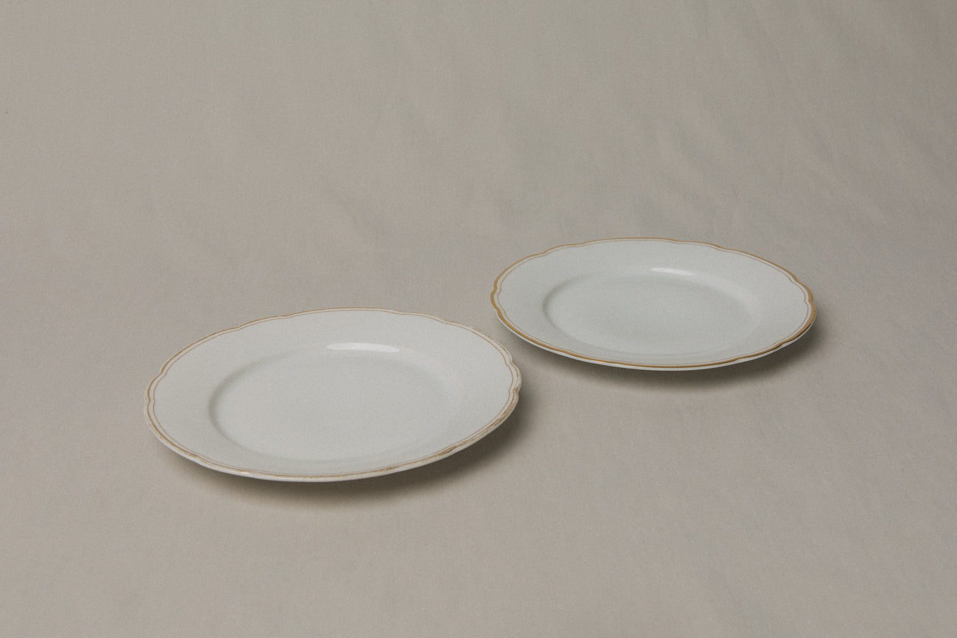 Set of two vintage porcelain SIDE PLATES with gold stripe _ 1241