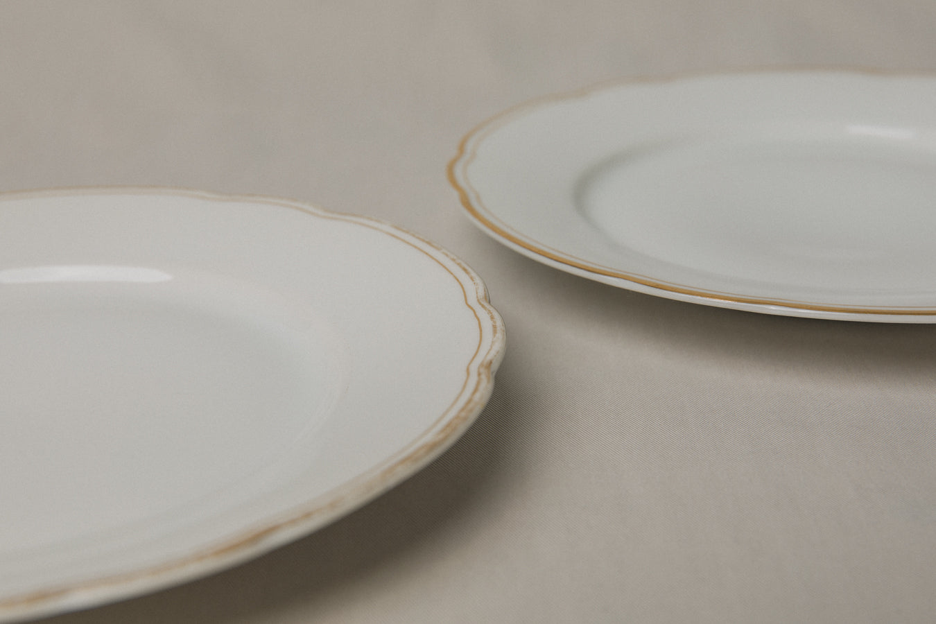 Set of two vintage porcelain SIDE PLATES with gold stripe _ 1241