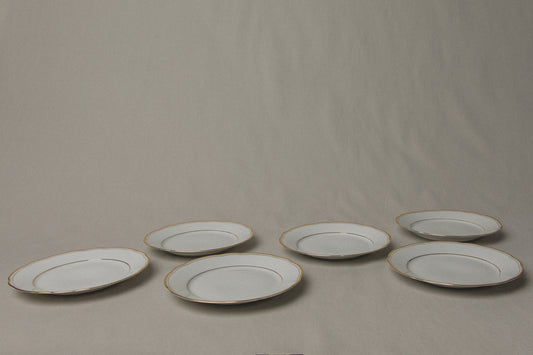 Set of six vintage porcelain SIDE PLATES with gold stripe _ 1243