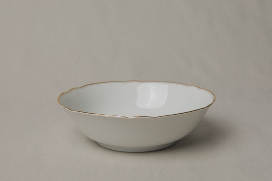 Vintage porcelain SERVING BOWL with gold stripe