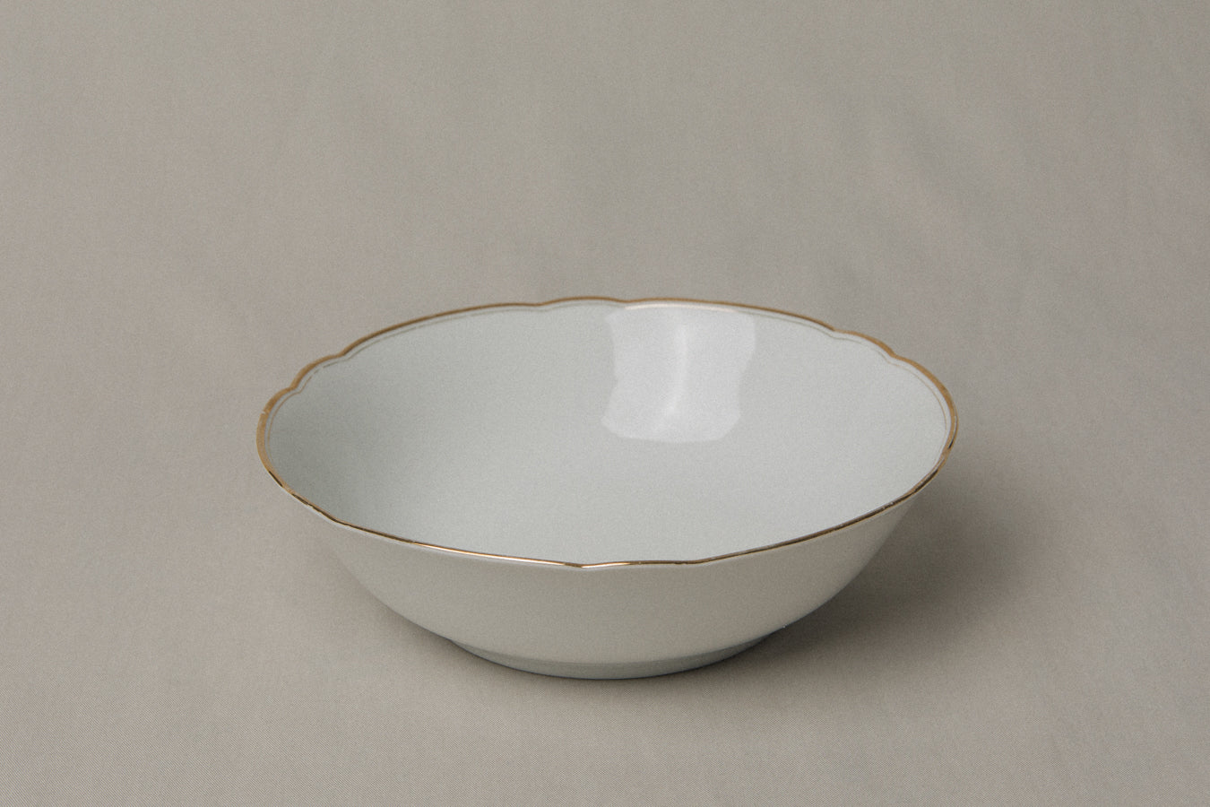 Vintage porcelain SERVING BOWL with gold stripe