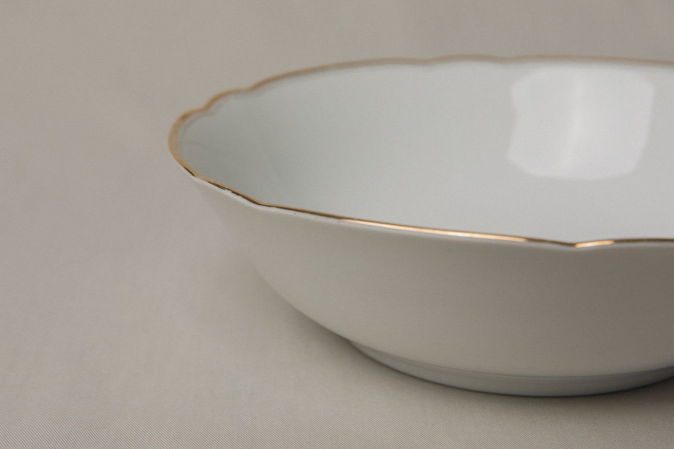 Vintage porcelain SERVING BOWL with gold stripe