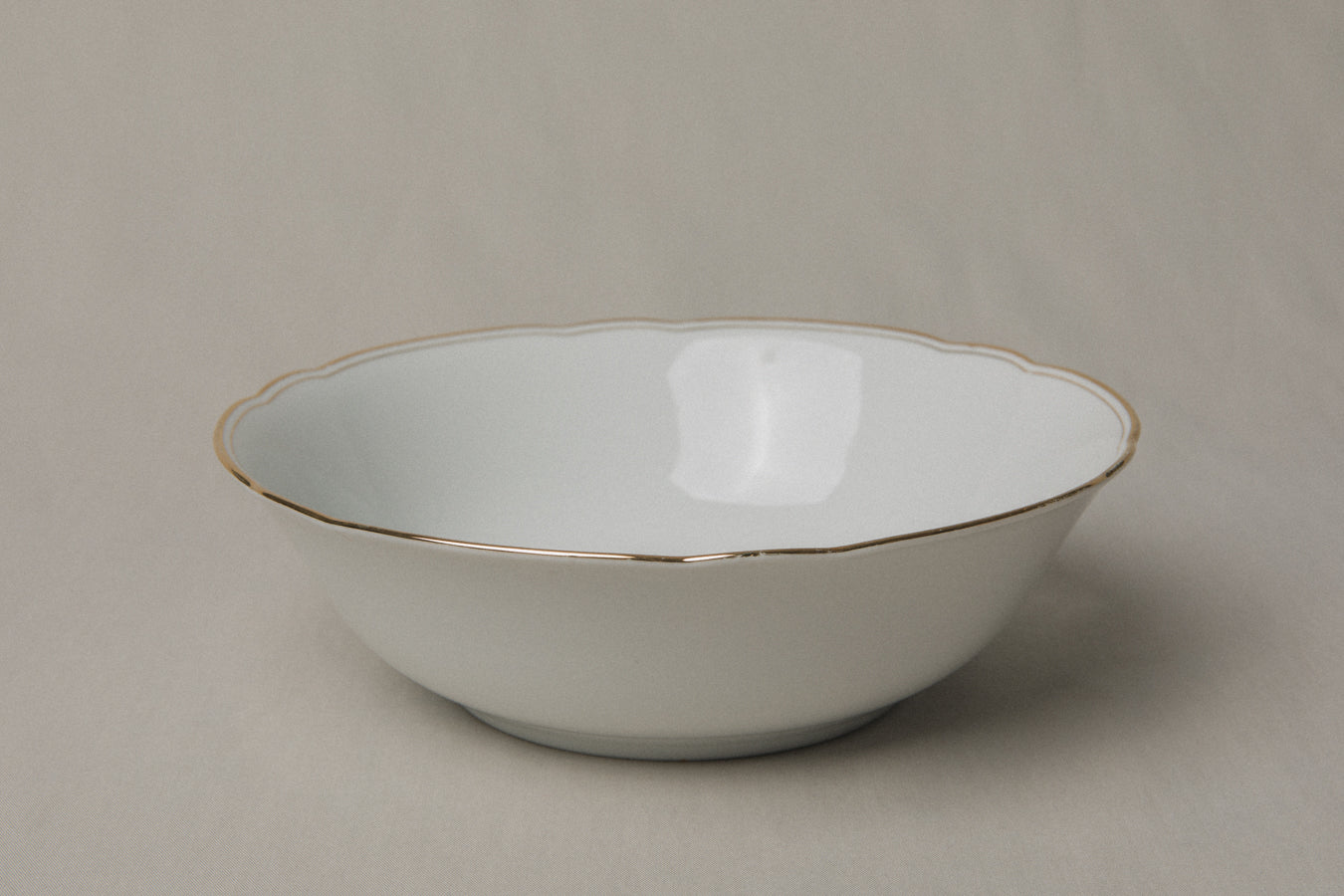 Vintage porcelain SERVING BOWL with gold stripe _ 1249