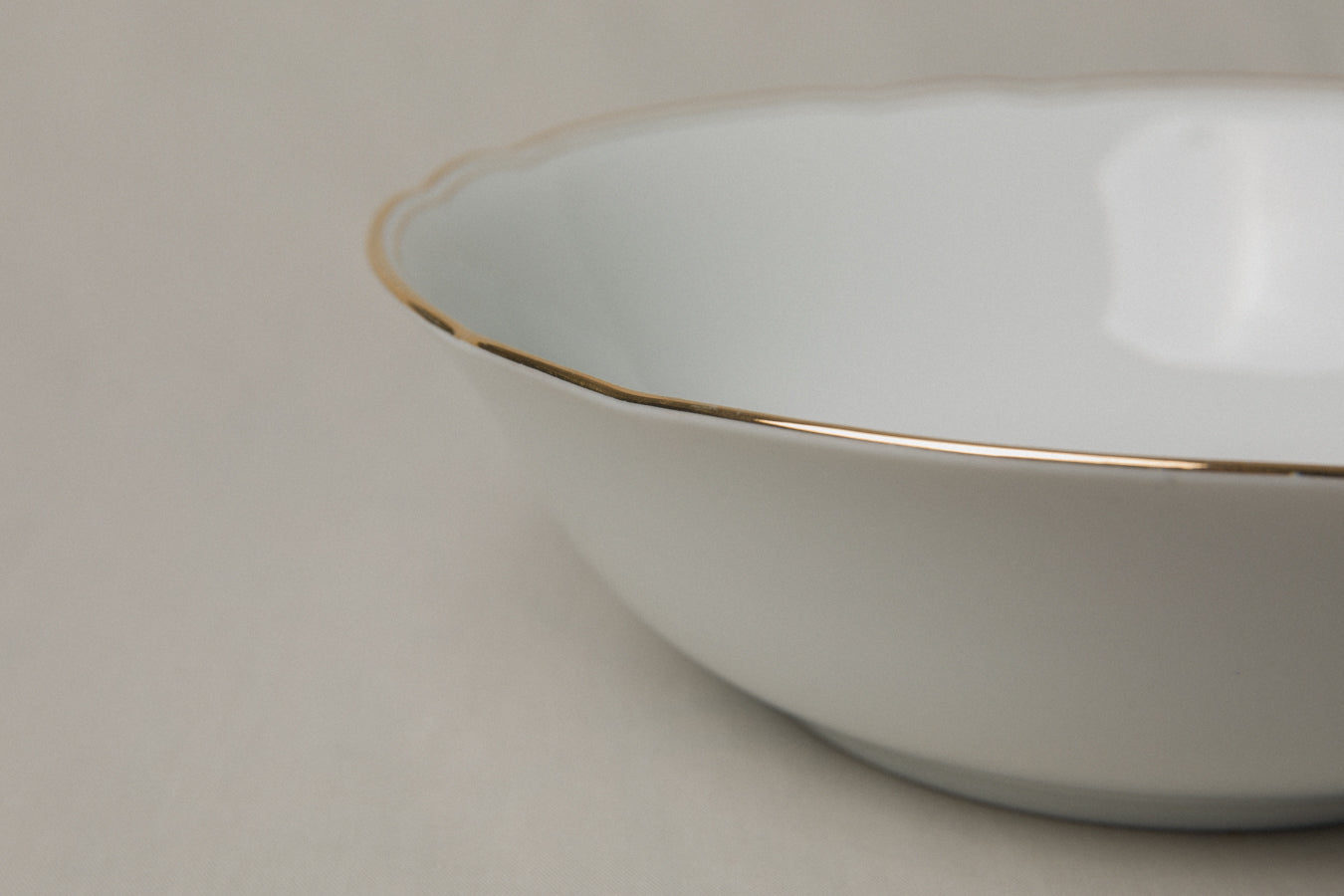 Vintage porcelain SERVING BOWL with gold stripe _ 1249