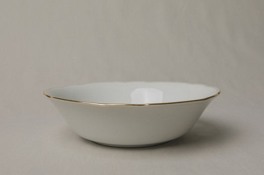 Vintage porcelain SERVING BOWL with gold stripe _ 1250