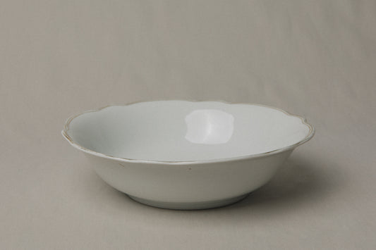 Vintage porcelain SERVING BOWL with gold stripe _ 1252