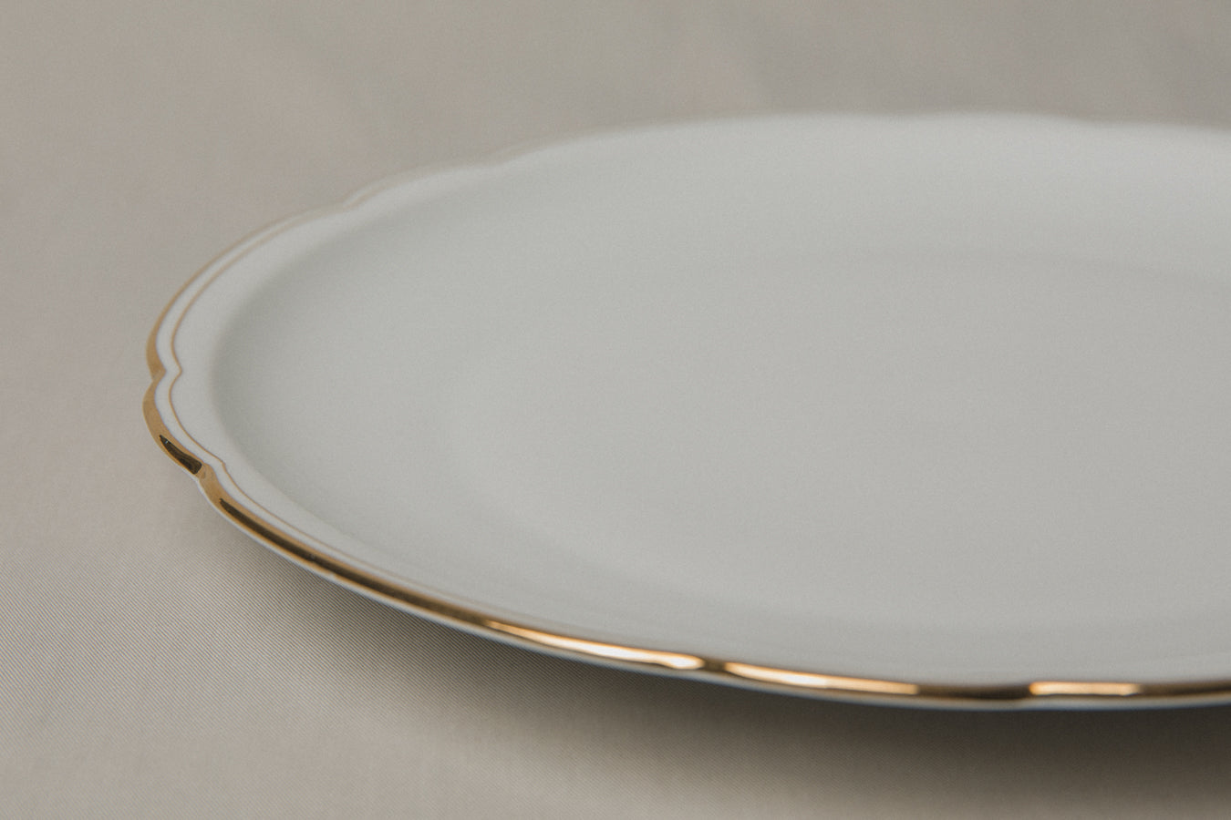 Vintage porcelain SERVING PLATE with gold stripe _ 1253