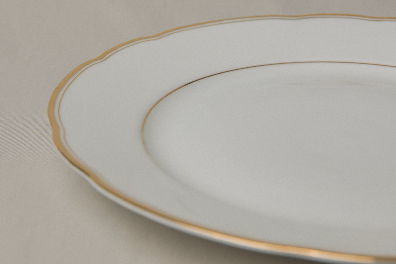 Vintage porcelain SERVING PLATE with gold stripe _ 1254
