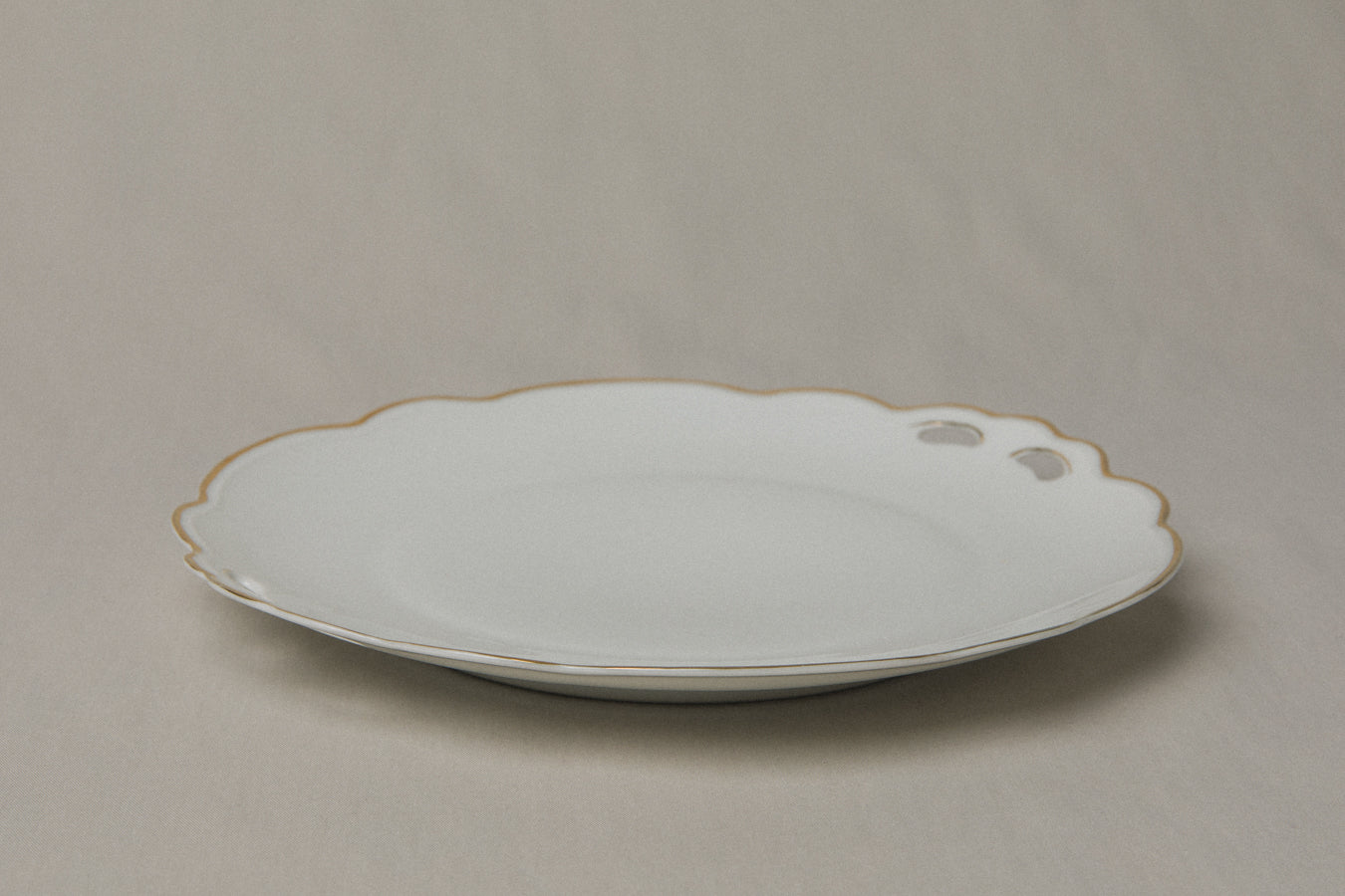 Vintage porcelain SERVING PLATE with gold stripe _ 1255